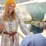 NWT Outerknown Blanket Shirt Dress in Navy/Plaid $168 MSRP Blue Photo 4