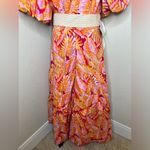 Gibson Latimer Gibson & Latimer Tropical Pink & Orange Puff Sleeve Maxi Dress Size XL Photo 13