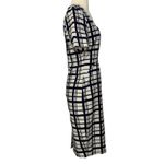 ZARA  Pencil Shift Dress Navy Blue White Plaid Short Sleeve Square Neckline Sz S Photo 8