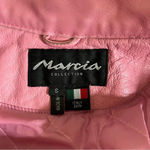 Marcia Collection Cafe Racer Pink Black Leather Women's Motorcycle Jacket Small Photo 3