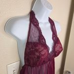 Victoria's Secret Elegant Lace Halter Babydoll Lingerie Dress Burgundy Large Photo 2