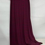 J.Crew Jersey preppy ruched stripe maxi large pull on womens skirt burgundy navy Photo 0