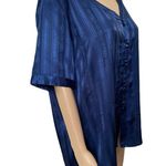 Victoria's Secret Victoria’s Secret Vintage Gold Label Blue Satin Indie Boho Button Up Sleep Top Photo 2