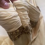 Notte Marchesa cream strapless beaded layered silk wedding formal dress, size 0 Photo 6