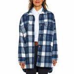 Banana Republic NWT Oversized  Navy and White Plaid Button Down Shirt Jacket Photo 1