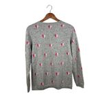 Talbots Medium Gray 100% Cashmere Pink Heart Print Crewneck Sweater Speckled Photo 6