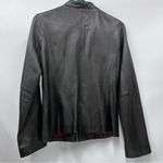 Vintage Mossimo Black Quilted Leather S Jacket Diamond pattern zip up red lining Photo 6