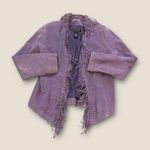 Dialogue Vintage 90s Y2K  Suede Leather Fringe Open Jacket Purple Small Photo 3