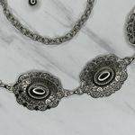 Womens Southwestern Concho Chain Belt Silver Tone Stamped One Size OS ✨ Photo 5