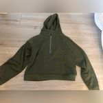 NEW Green Half Zip Cropped Hoodie Fall Long Sleeve Sweatshirts Pockets 2X Photo 3