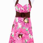 City Triangles Pink Floral Halter Dress Rockabilly 50s Pinup Belted Retro Size 5 Photo 0