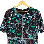 The Kooples Black Floral Print Silk Dress Short Sleeve Size Large Photo 1