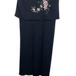 SL Fashions 90s Blck Pink Floral Embroidered Connected 2 Piece Maxi Dress 12 NWT Black Photo 2