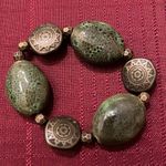 NWT Angelas Designs 2 handmade stretchy beaded bracelets bronze silver & green Silver Photo 5