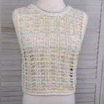 ZARA Handcrafted Sleeveless Open Knit Sweater w Colorful Floral Beading-Large Photo 0