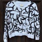 Maeve by Anthropologie Graphic Heart Print Sweatshirt White Black XS Photo 3