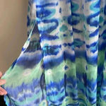 Lila Rose Lily Rose Tie-Dye Maxi Dress, Blue and Green High-Neck Dress, Size XS Photo 7