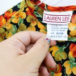 LAUREN LEE Black Orange Vintage 1990's Floral T Photo 4