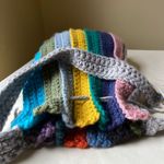 Handmade Colorful Crochet Bucket Bag Rainbow Striped Crossbody Hobo Festival NWT Green Photo 4