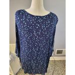 Catherines Plus Size 4X Navy Blue Light Blue Speckle Print Long Sleeve Tunic Top Photo 1