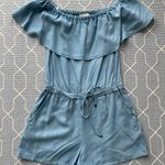 Ella Moss Womens Blue Chambray Off-The-Shoulder Drawstring Romper M BHFO 5067 Photo 1