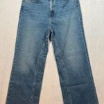 ASKK NY Jeans Wide Leg Flare Cropped Maverick Medium Wash Raw Hem Women's 32 Blue Photo 0