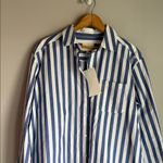 Sézane NEW  Maxine Oversized Shirt Dress, Ecru Blue Stripes 4 Photo 4