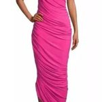 Norma Kamali NWT Diana Revolve Fuchsia Ruched One-Shoulder Midi-Dress Size S Photo 0
