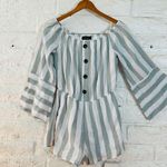 Trac Sexy Off Shoulder Romper Striped Button Dressy has no belt size M Photo 2