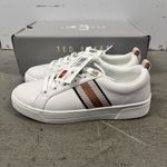 Ted Baker Women's White Leather Sneakers Pink Stripe Low Top Shoes US 6.5 NIB Photo 2