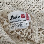 Vintage Lims Cotton Crochet Floral Open Knit Cream Beige Dress size small Tan Photo 6