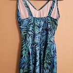 Yonique Blue and Green Floral XL Swim Dress Skirted Swim Suit Photo 1