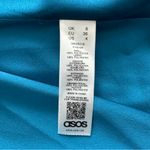 ASOS  Design Blue Teal Satin Halter Neck Maxi Dress Gown Slit Ruching Size 4 Photo 13