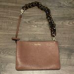 Calvin Klein  Brown Wristlet Clutch with Tortoiseshell Chain Strap Photo 1