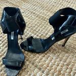 Manolo Blahnik EUC Auth Black Patent Strap Heeled Sandals 37.5 Photo 0