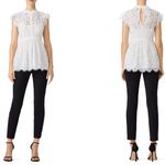 Rachel Zoe RTR Rachel Zoe Jamie White Floral Lace Short Sleeve Mock Neck Top Sz 12 Photo 1