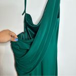 Mac Duggal Ieena for One Shoulder Jersey Gown in Emerald Green Photo 6