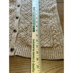 Lands' End  Oatmeal Brown Cable Knit Mock Neck Cardigan Sweater Size Small Preppy Photo 2