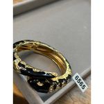 Gold & Black Snake Hinged Bangle Bracelet With Rhinestone Embellishment Photo 3