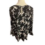Karl Lagerfeld Women’s Black Multi-Color Floral Blouse With Trumpet Sleeves Size Photo 2