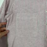 Lands' End Woman's Sz 6 Red and White Striped Button Up Collared Career Shirt Photo 4