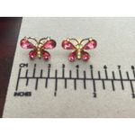 Butterfly Earrings Pink Rhinestones Fairycore Photo 2