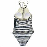 La Blanca NWT High Neck Tummy Control One Piece Swimsuit Burch Gray Ivory Size 6 Photo 3