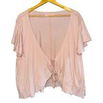 Free People  Knot Me Tie Front Cropped Shirt Womens LG Ballet Flutter Feminine Photo 0