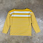 Talbots  Women’s Striped Boatneck Long Sleeve Top M Mustard Yellow‎ White Cotton Photo 5