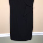 Calvin Klein  Women’s Black Ruffle Drape Front Bib Collar Sleeveless Sheath Dress Photo 2