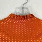 Lands' End  Womens Tank Top Henley Size Small Orange White Polka Dot Ruffle Photo 3