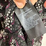 Anna Sui  Black Ditsy Floral Blouse Womens L Sheer Boho Peplum Long Sleeve Top Photo 4