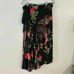 CAbi  Drama Skirt Black Floral‎ Print Black Wrap Midi Style Size Medium Womens Photo 3
