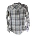Mudd Womens Plaid Flannel Button-Up Shirt Metallic Gray White Silver XS Photo 1